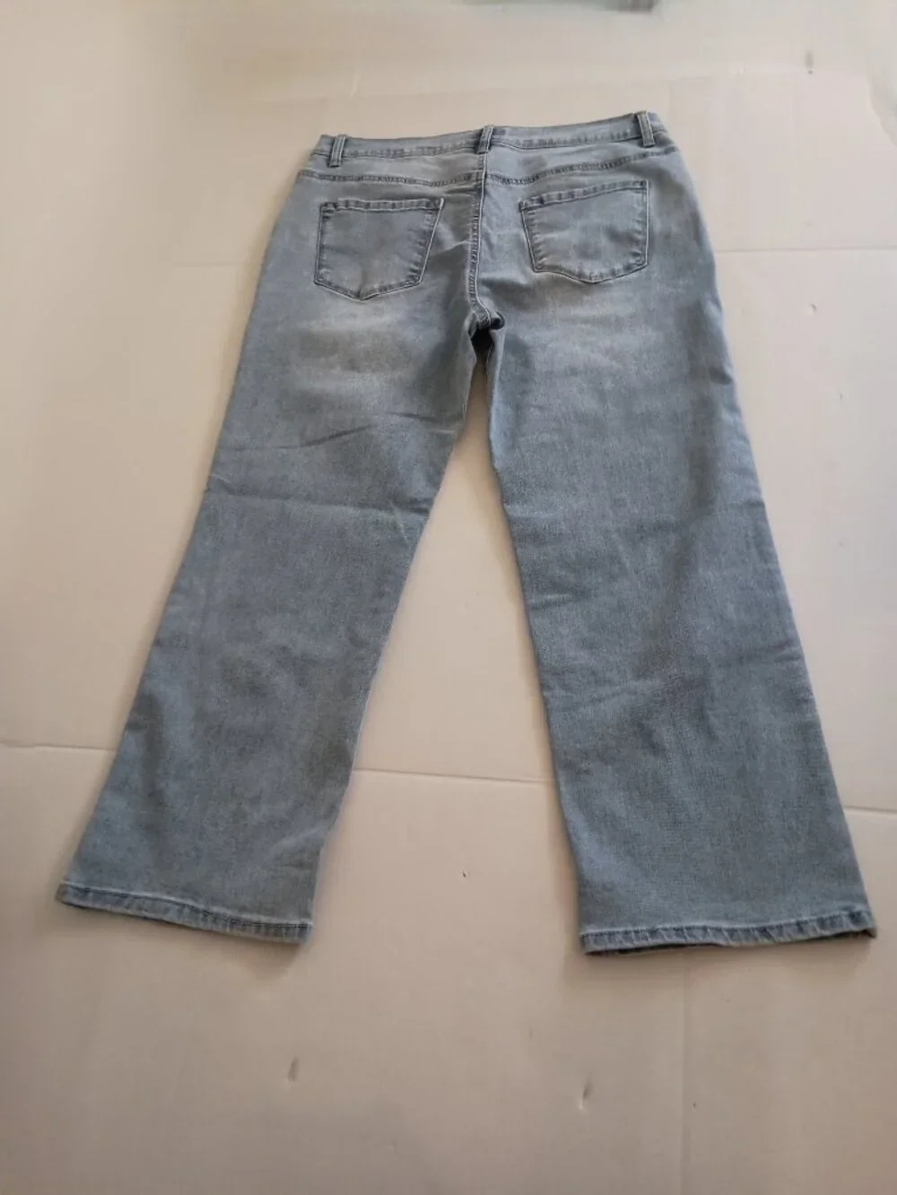 Curve Appeal High Rise Straight Ankle Jeans Light Wash Embroidered Women’s 14 VG - Picture 15 of 16